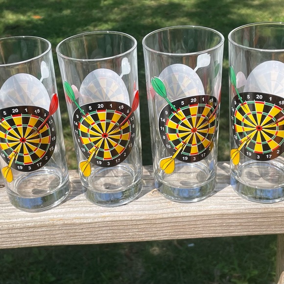 Italy Other Vintage Dartboard Highball Tumblers Glassesbar Game